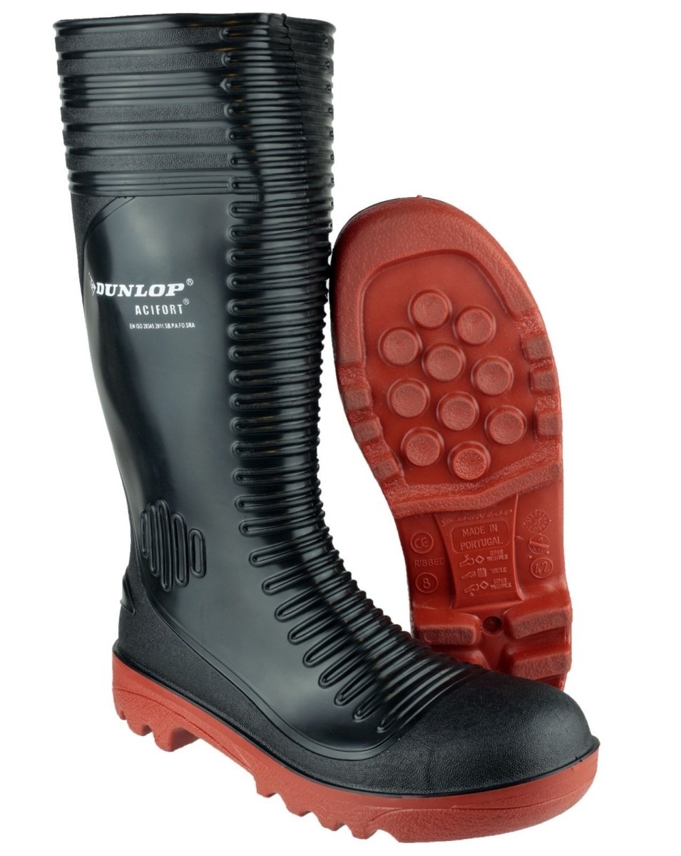 Dunlop Acifort Ribbed Full Safety Wellington Boots - Shoe Store Direct