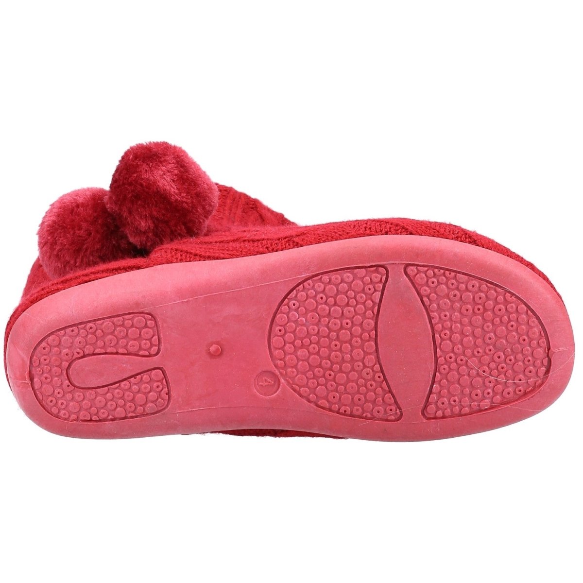 Fleet & Foster Apple Knitted Pom Poms Ladies Bootie Slippers - Shoe Store Direct