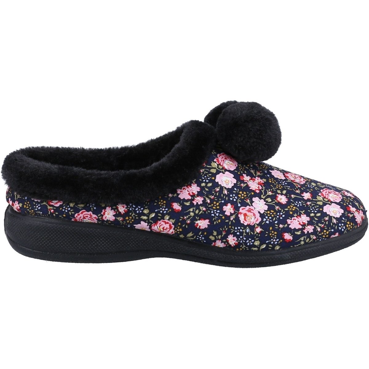Fleet & Foster Buzzard Pom Poms Ladies Mule Slippers - Shoe Store Direct