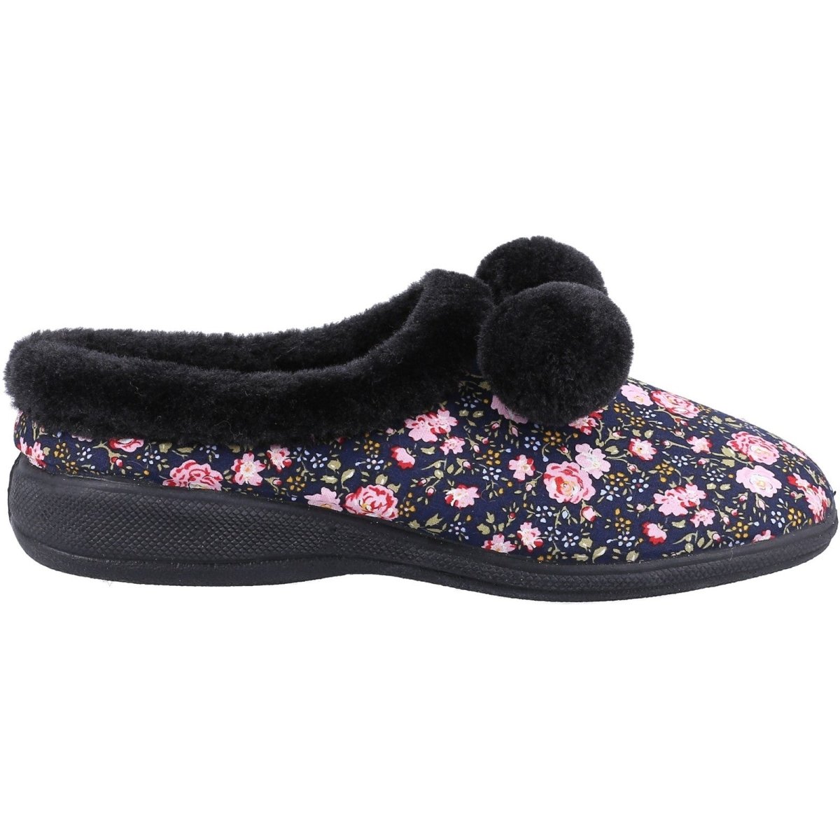 Fleet & Foster Buzzard Pom Poms Ladies Mule Slippers - Shoe Store Direct