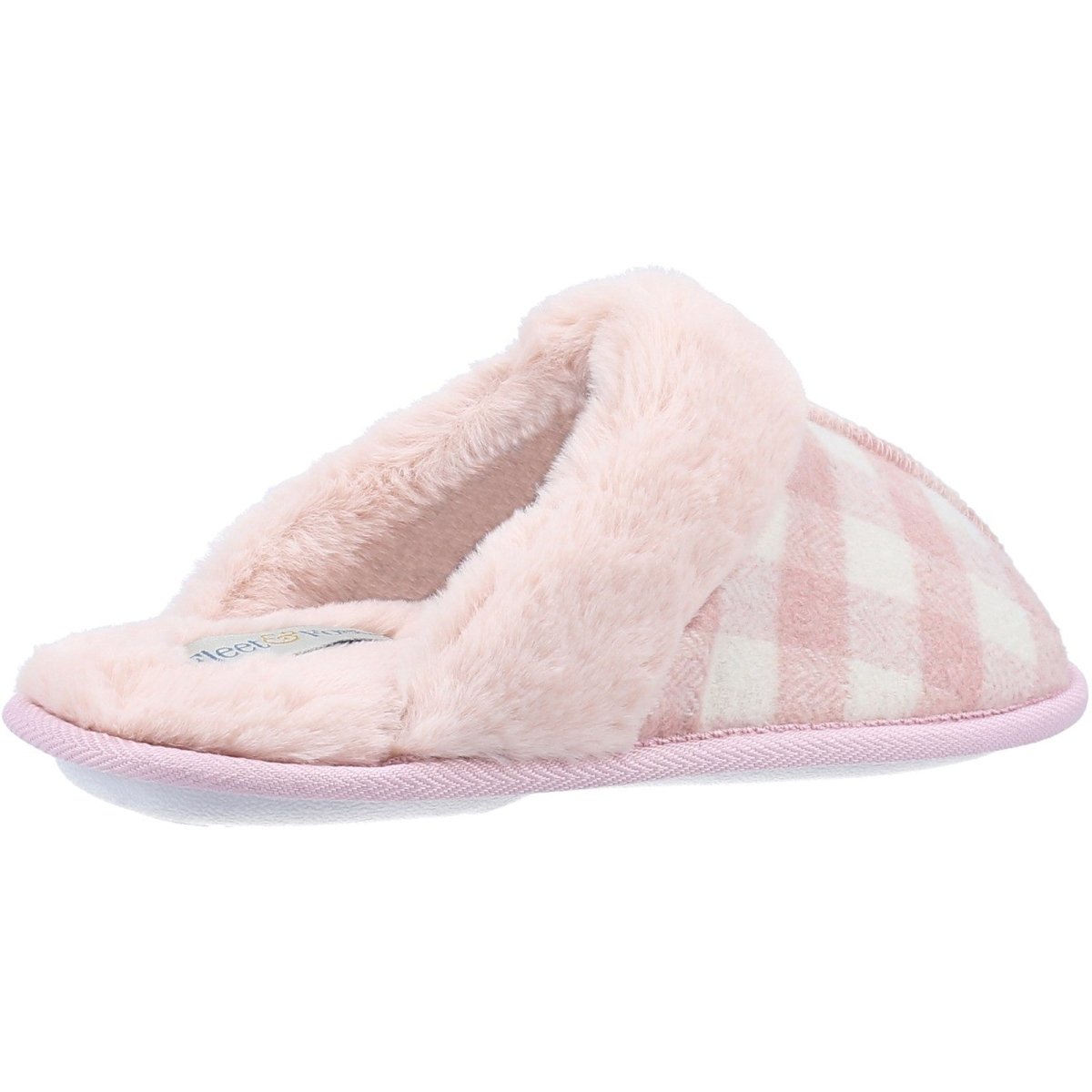 Fleet & Foster Neath Chequered Warm Ladies Mule Slippers - Shoe Store Direct